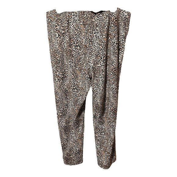 Chico's Cream Brown Black Leopard Pattern Slim Cropped Pant - Picture 2 of 5